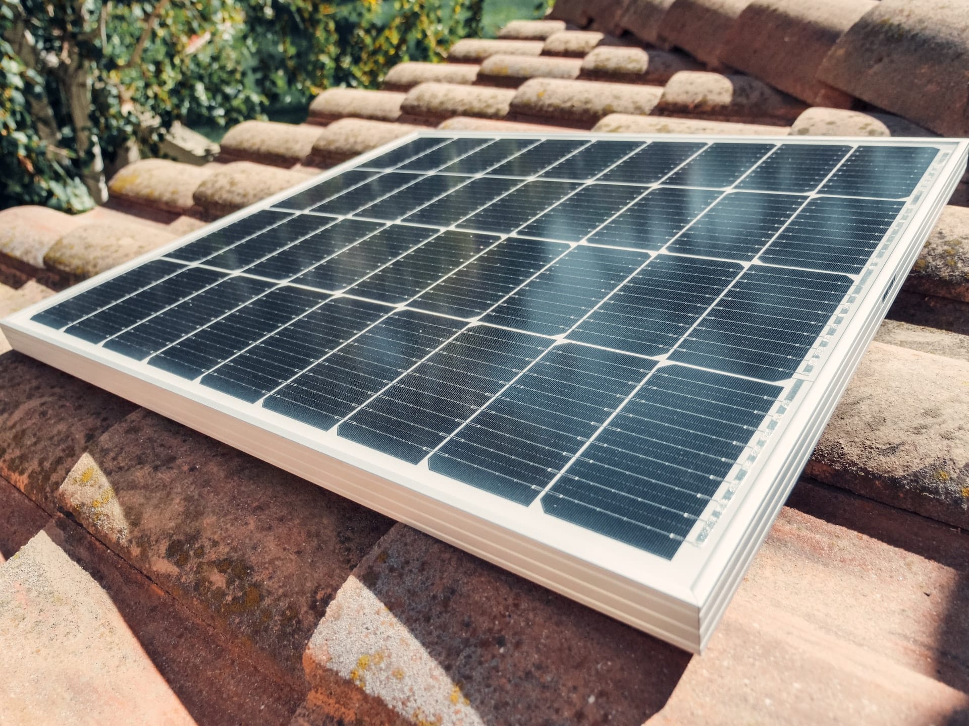 Solar panel installation on residential roof